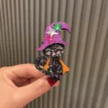 Halloween schwarze Katze Hexenhut Haarklammer glitzernde Haarspange Kinder Party Zubehör - Umhang Hexenkatze Clip (S1-4)