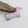 Süße rosa Glitzer Dackel Haarklammer, Kinder Cartoon Haaraccessoire und DIY Torte Deko. - Halbfertig / Hellrosa Welpe