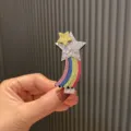 Glitzernder Stern und bunter Regenbogen Haarklammer fuer Kinder suesse Haaraccessoires - Regenbogen Haarspange (O3-2) / bunt