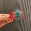 Weihnachten kinder haarklammer rote pailletten schleife gruener pompom haarspange deko - Rote Schleife Pailletten Haarspange
