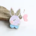 Süße Glitzer Kaninchen Haarklammer, rosa und blaue funkelnde Kinder Haaraccessoires. - Hase Halbfertig (O2-1)