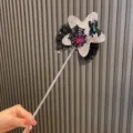 Halloween Glitzer Stern Zauberstab mit lila Spinne und Schleife für Party Kostüm Kinder - Silber Glitzer Stern Spinne Zauberstab