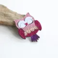 Glitzer Eule Haarklammer Zubehör, rosa glänzendes Design für Kinder und kreatives Basteln. - Dunkelrosa Eule