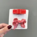 Süßes rotes Baby Haarspangen Set, Mini Schleife Haarnadel für Kleinkinder Mädchen Haarschmuck. - Genäht- und Streifenstil