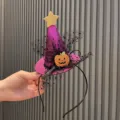 Lila Halloween Hexenhut Haarreif mit Glitzerstern und Kürbis für Kinder Party Haarschmuck - Lila Pailleten Hexenhut Stirnband
