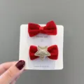 Süße rote Samt Haarnadeln für Babys, Mini Schleife und Stern Design, stoffüberzogen. - Samt Stern Stil