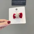 Rote Samt Stern Haarklammer für Kinder, festlicher Weihnachtshaarschmuck für kleine Mädchen. - Roter Kleiner Goldener Stern Haarspange