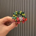 Weihnachten Kinder Haarklammer roter Kranz Schneeflocke Design süßes Urlaubs Haaraccessoire - Grüner Kranz Rote Schleife Haarspange