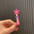 Süße rosa Glitzer Stern Haarspange mit Kristallherz, zauberhaftes Design für Mädchen. - Zauberstab Haarspange (O1-4)