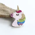 Glitzer Einhorn Haarklammer süßes Cartoon Haaraccessoire für kleine Mädchen Party - Einhorn Halbfertig (O3-2)