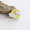Süße Kinder Haarklammer mit gelber Glitzerbasis und rosa Glitzerwolken, stilvolles Accessoire. - Wolke Halbfertig (O2-1)