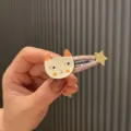 Süße Glitzer Katzen Haarklammer mit Stern Anhänger, funkelndes Kinder Haaraccessoire. - Katze Haarspange (Q2-3)