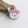 Süße rosa Glitzer Hase Haarklammer mit rotem Schleife und Strass für Kinder, schöne DIY Deko. - Schleife Hase Halbfertig (O2-1)