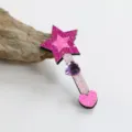 Rosa Glitzer Stern Haarspange mit lila Kristall Herz, süßes Kinder Haaraccessoire für Mädchen DIY Stil. - Zauberstab Halbfertig (O1-4)