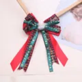 Christmas hair bow DIY accessory red green plaid ribbon hair clip holiday party decoration - Semi-finished (A9-3) / Dark Green