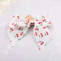 Cute cherry print white fabric bow hair clip for girls, sweet princess hair accessory. - Semi-finished Parts / Apricot White