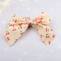 Cute yellow cherry bow hair clip, sweet fabric hair accessory for little girls. - Semi-finished Parts / Beige Apricot
