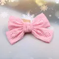 Rosa spitze schleife haarklammer fuer maedchen, suesse hohle blumen haarnadel haarspange. - Halbfertig / Hellrosa