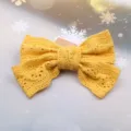 Gelbe spitze schleife haarspange für mädchen, süßes hohles blumen haaraccessoire für kinder. - Halbfertig / Gold