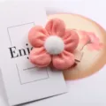 Rosa Stoffblume Haarklammer für Kinder, süßes fünfblättriges Design mit Plüschmitte. - Wassermelonenrot Haarschlaufe