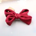 Red bow hair clip for girls, stylish fabric top clip hair accessory for cute kids daily wear. - Bow Only (Without Clip) / New Wine Red