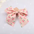 Cute pink cherry print bow hair clip for girls, sweet handmade princess hair accessory variant. - Bright Orange