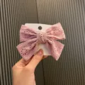 Rosa spitze schleife haarklammer für mädchen, süßes koreanisches haaraccessoire. - Koreanisches Lila