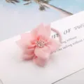 Rosa 3D Mesh Blume Haarseil süßes elastisches Haargummi Blumen Haaraccessoires für Damen - Rosa