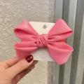 Pince a cheveux noeud satin rose vif pour filles, accessoire tendance style coreen quotidien. - Rose Pêche
