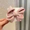 Barrette nœud en satin rose pour filles, accessoire cheveux princesse, pince fashion mignonne. - Rose Lotus