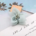 Salbeigrüne Tüll 3D Blume DIY Haarschmuck Material für Kleidung und Schuhdekoration - Cyan