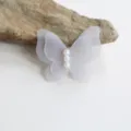 Weißes Mesh Schmetterling Haarschmuck DIY Bastelmaterial mit eleganten Perlen dekoriert. - Hellgrau