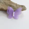 Lila doppellagiges Mesh Schmetterling Haarschmuck DIY Material verziert mit Perlen. - Hellviolett
