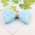 Children's blue sequin bow hair clip, shiny mesh hair accessory for cute girls' daily wear. - Semi-finished / Light Blue
