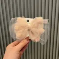 Girls mesh bow hair clip, cute pink hair barrette, sweet children hair accessories. - Hair Clip Style / Apricot Pink