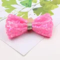 Kids shiny pink sequin bow hair clip cute princess party hair accessory for girls - Semi-finished / Bright Rose Red