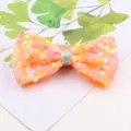 Kids sparkly sequin bow hair clip cute glitter hair accessory for girls party performance - Semi-finished / Orange Red