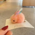 Süße rosa Netztuch Hasen Haarklammer mit schimmernden Flügeln, handgemachtes Haaraccessoire. - Hellorange Clip