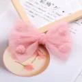 Girls pink mesh bow hair clip cute Korean style sweet hair accessories for lovely kids - Semi-finished / Medium Pink