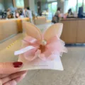 Rosa Hasenohren Haarklammer fuer Maedchen, Netz Schleife Perle Haarspange Kinder Zubehoer sku - Rosa Haarklammer