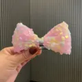 Pink sequin bow hair clip for kids cute princess hair accessory stylish girls barrette - Hair Clip Style / Sparkling Pink