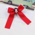 Pinza de pelo con lazo rojo bonito tocado de encaje para niñas accesorio infantil - Cinta Ancha Roja Coreana Semiterminada