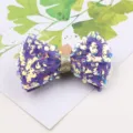 Purple sequin bow hair clip for kids, shiny princess hair accessory and party styling pin. - Semi-finished / Purple