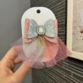 Kinder Glitzer Schleife Haarklammer fuer Maedchen Strass Tuell Haarspange Haarschmuck - Azurblau (Y2-5)