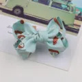 Lindo pasador de pelo con lazo de hongo azul claro para niñas, accesorio adorable. - Trenzado Verde Fruta Semiterminado