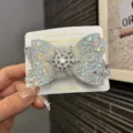Kinder glitzernde Schleife Haarklammer mit Strass Schneeflocke, modisches Haaraccessoire für Mädchen. - Königsblau (Y2-5)
