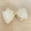 Children organza bow hair clip cute golden crown hair accessory for girls daily wear - Mottled Apricot
