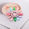 Bunte Stoff Sonnenblume Haarklammer für Kinder, süßes Smiley Gesicht Design Haarschmuck. - Halbfertig / Rosa
