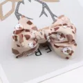Cute caramel hair bow clip for girls, lovely handmade ribbon bow with cute bear print hair accessory. - Gold Camel Cartoon Bear Style / 1 Piece