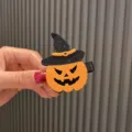 Kinder Halloween Haarklammer süßer Kürbis Hexenhut gruselige Festival Haaraccessoires für Mädchen - Orange Haarklammer Q2-5